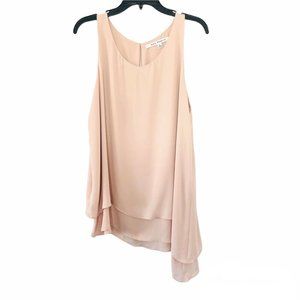 MAX STUDIO PINK LAYERED TUNIC TANK BLOUSE SIZE LARGE POLYESTER